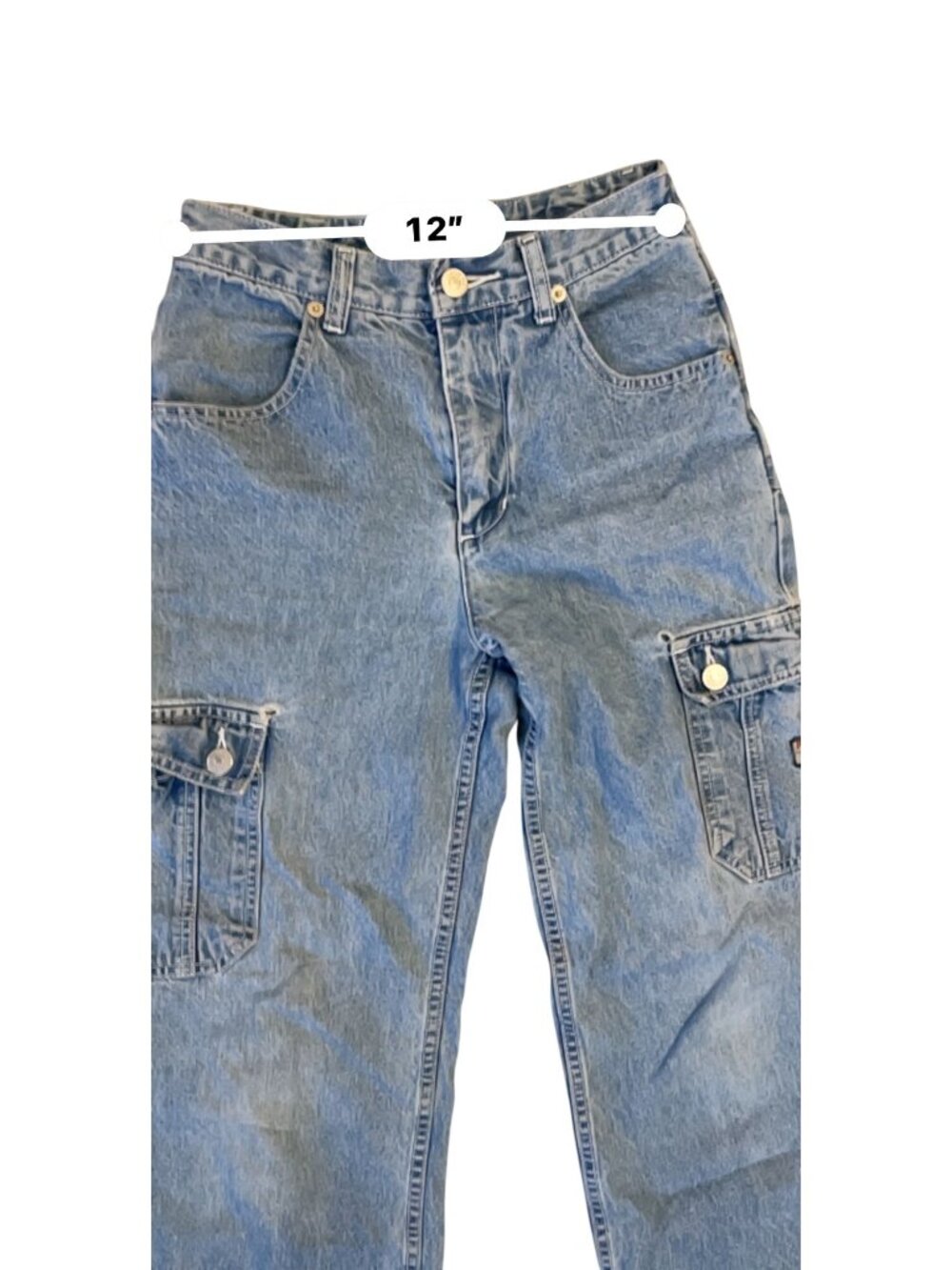 Rare Vintage Jordache Girls Cargo Jeans Size 12 (Juniors 0), Wide‑Leg Y2K Denim - Picture 4 of 14